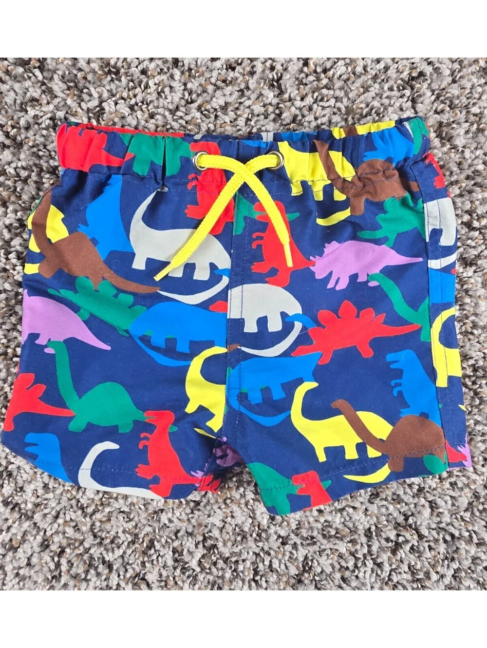 Baby Boden Boys Sz 3-6M Swim Trunks Swimsuit Colorful Dinosaur Print